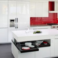 White kitchen island with drawers