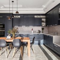 Kitchen furniture with black facades