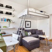 Hanging bed above the sitting area