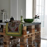 Kitchen table made of wooden pallets