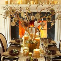 Dry branches in a pot on the dining table