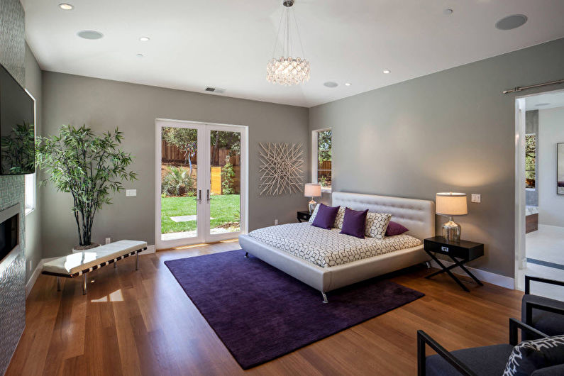 Bedroom interior in a three-room apartment of a panel house