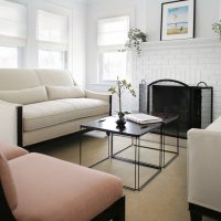 White roman curtains in a bright living room