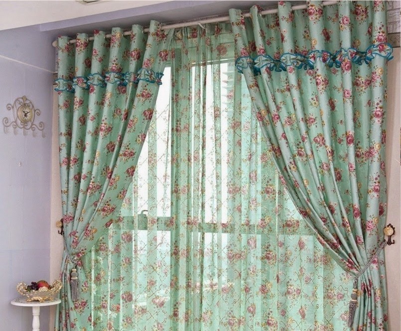 Colorful italian curtains on the kitchen window