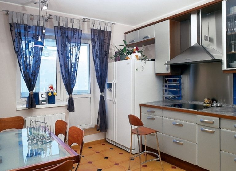 Light translucent curtains on the kitchen window