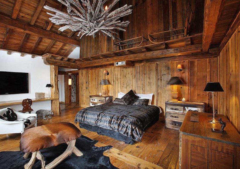 Chalet style bedroom interior