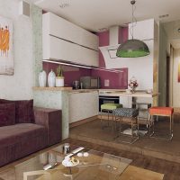 Kitchen on the podium in a studio apartment