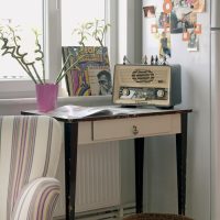 Old radio on a small table