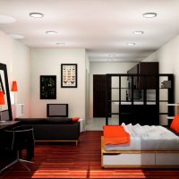 Black furniture in a studio apartment design