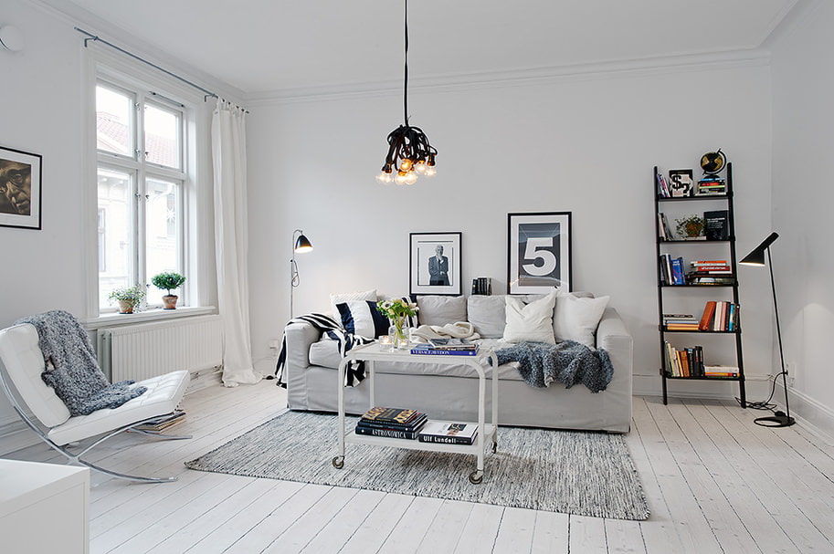 White Scandinavian style living room