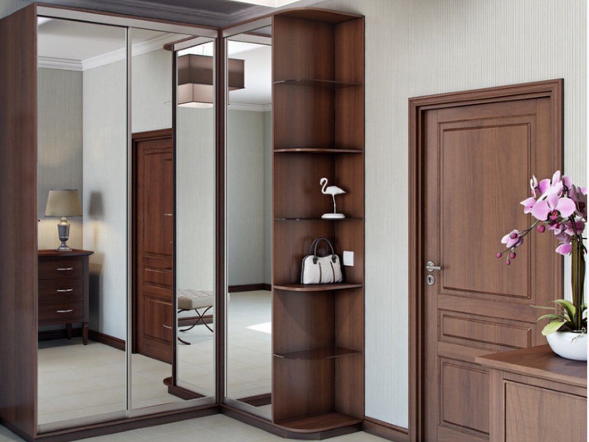 Hallway design with corner wardrobe