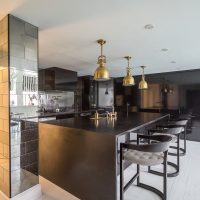 Brass lights above the bar