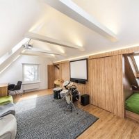 Drum kit in a musician's room