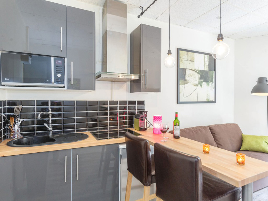 Bar counter with wooden worktop