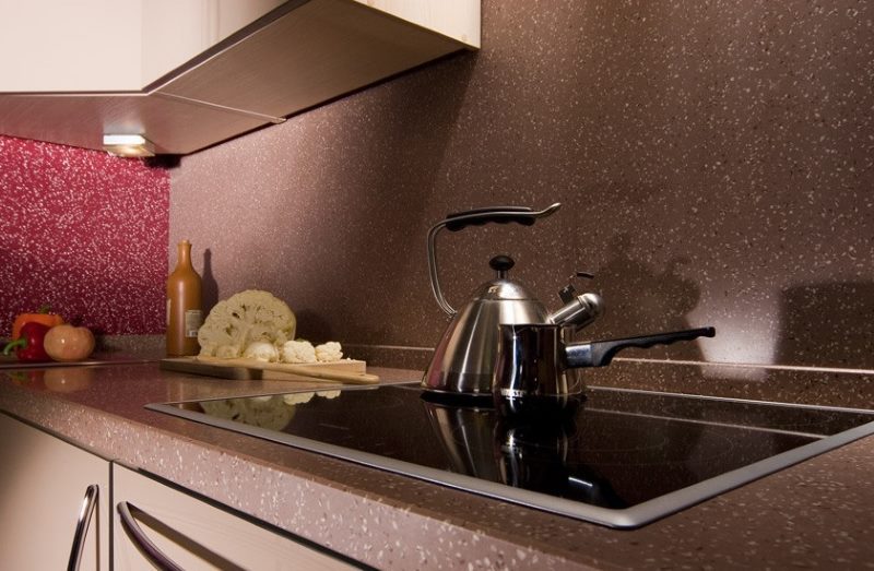 Wall decoration of the kitchen with acrylic stone