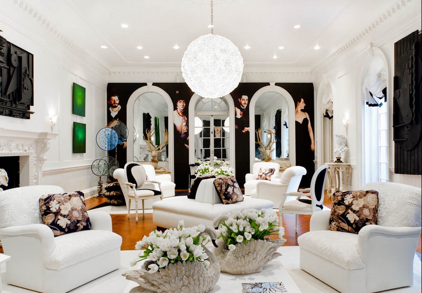 Floral arrangements in the living room interior