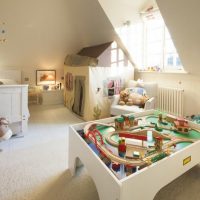 Wooden railway in a children's room