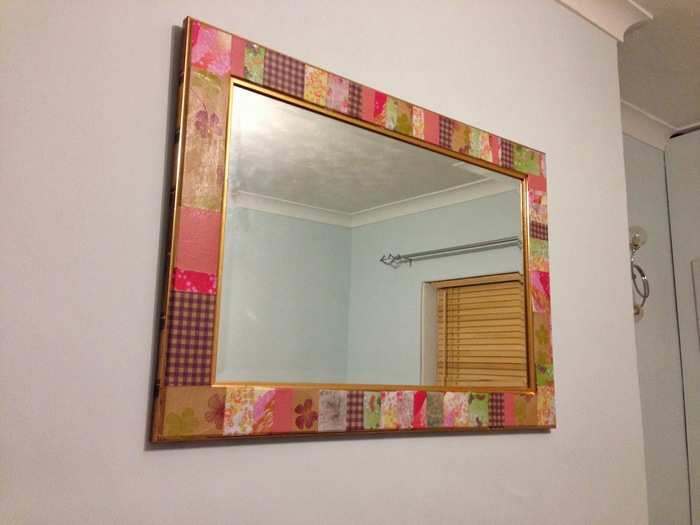 Decorating mirror frames using decoupage technique