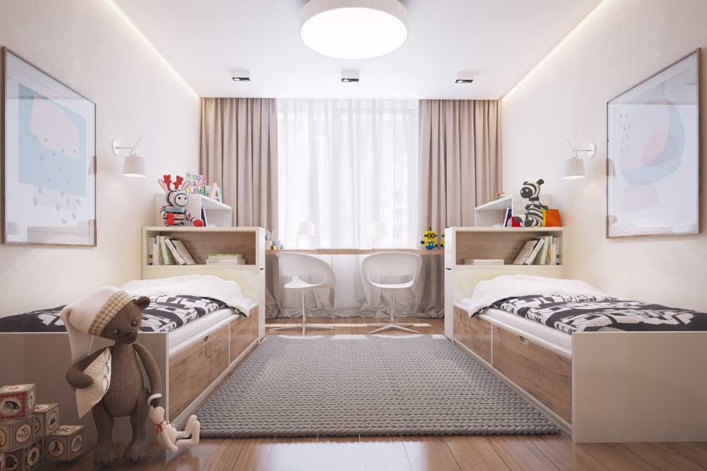 14 sqm kids room with two beds