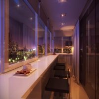 Bar counter on the balcony of a multi-storey building