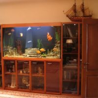 Aquarium in the living room of a modern apartment