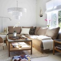 Corner sofa in the living room of a rural house