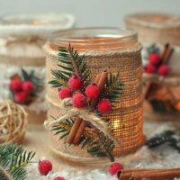 New Year's decor of glass jars