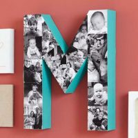 Volumetric letter M with baby photos