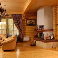 Brown curtains on the living room window