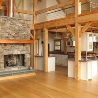 Wooden structures in the living room interior