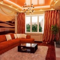 Burgundy color in the interior of the living room