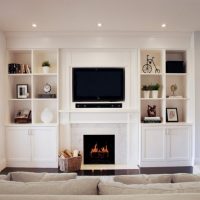 Open shelves in the interior of the living room