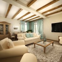 Wooden beams on a white ceiling