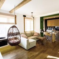 Hanging chair in the living room interior