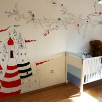 Toy castle on the nursery wall