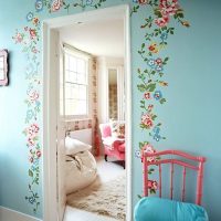 Paper flowers around the doorway