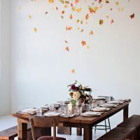 Dining area with wooden table