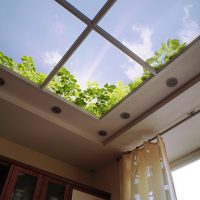 Clear sky on the ceiling of the living room