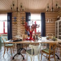 Dining room in a modern wooden house