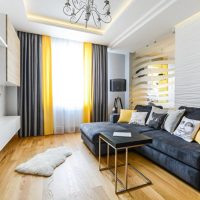 Yellow color in the interior of the living room