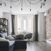 Brick wall in the living room interior