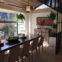 Wooden ceiling in the dining area of ​​the kitchen