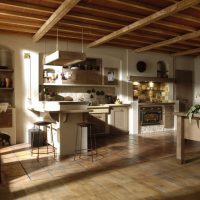 Wooden floor in the kitchen of an Italian house