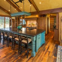 Wooden floor from stained board