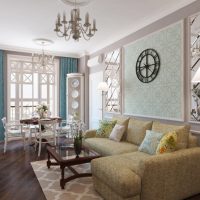 Living room interior with dining table