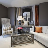 Room design with gray walls