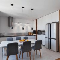 Kitchen with dining area in city apartment