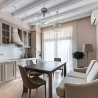 Beige furniture in a modern kitchen