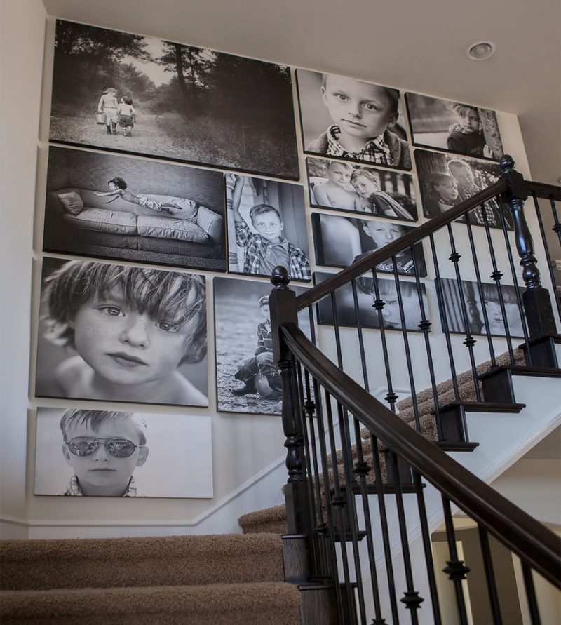 Decorating staircase walls with photos