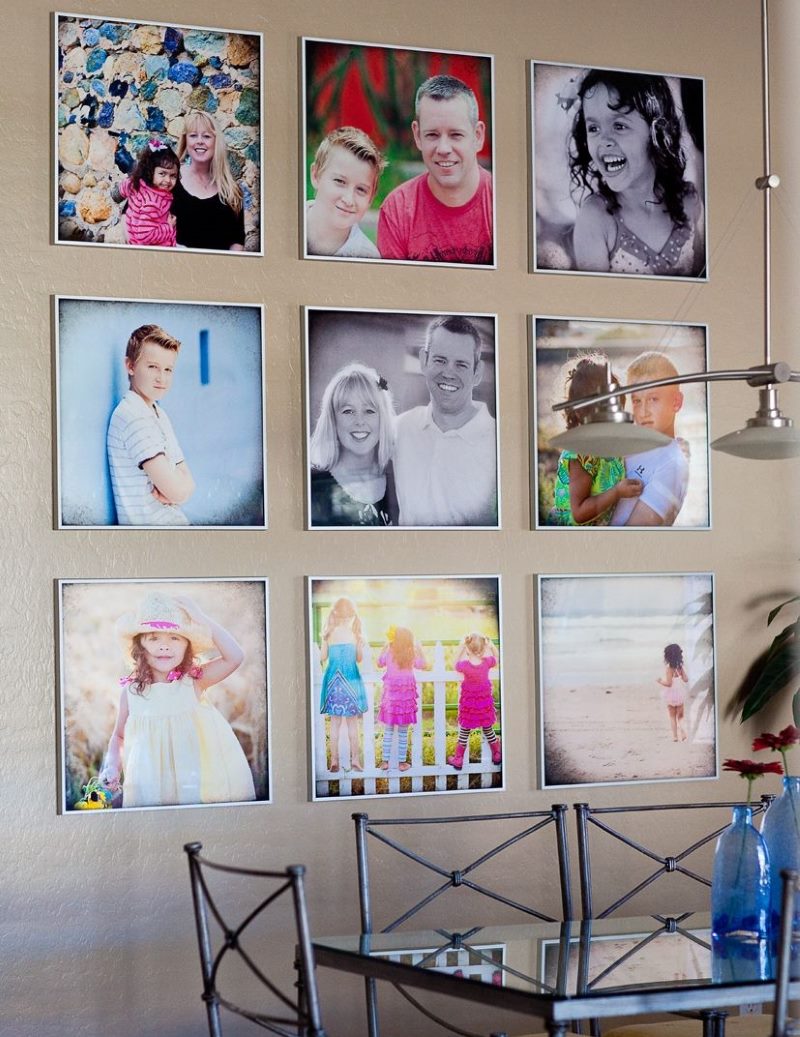 Kitchen wall decor with family photos